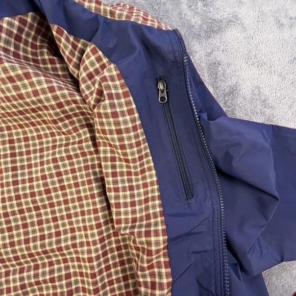 LL Bean Jacket Mens XL Navy Plaid Lined Bomber Full Zip Rare Aircraft Patch Logo - Picture 12 of 16